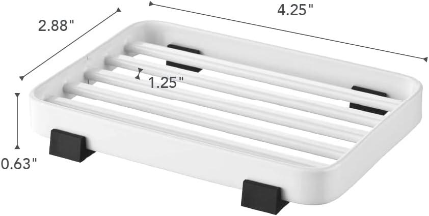 Yamazaki Home Slotted Soap Tray, White, Steel, Water Resistant, No Assembly