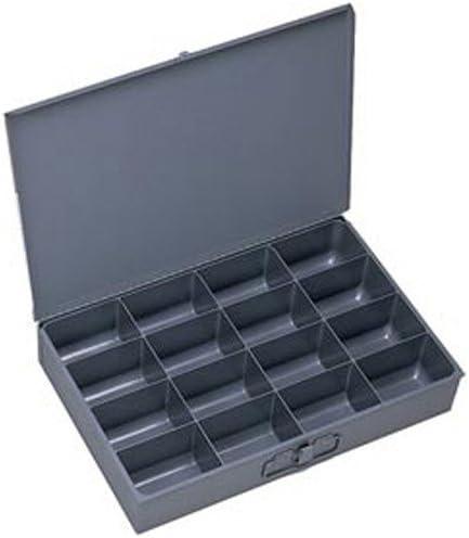 Gray Industrial Steel Storage Box with Plastic Dividers