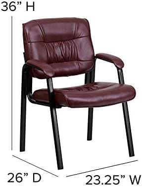 Flash Furniture Haeger LeatherSoft Tufted Executive Reception Chair with Padded Armrests, Burgundy
