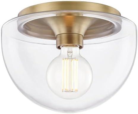 Grace Aged Brass 1-Light LED Flush Mount with Clear Glass Shade