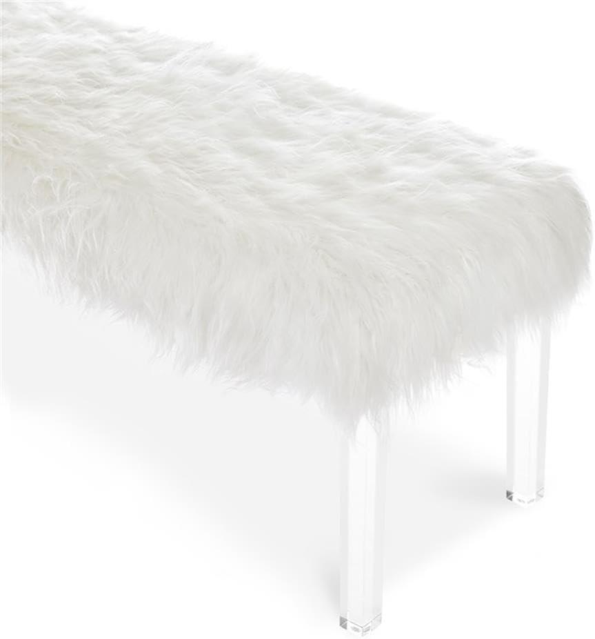 New Classic Furniture Marilyn 19.25" Upholstered Faux Fur Fabric Bench in White