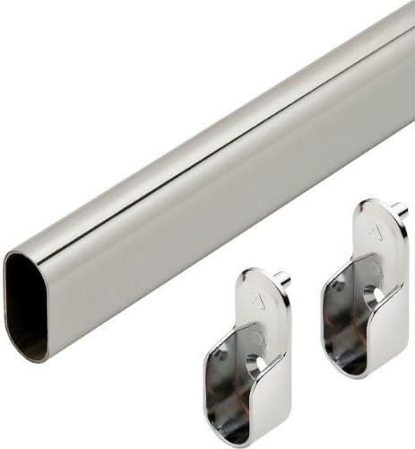 24-Inch Chrome Oval Closet Rod with Steel End Supports