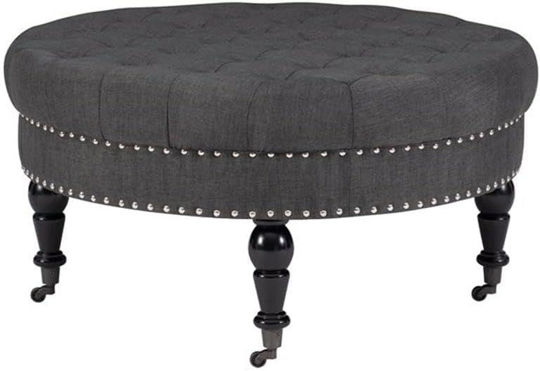 Isabelle Round Tufted Ottoman - Linon