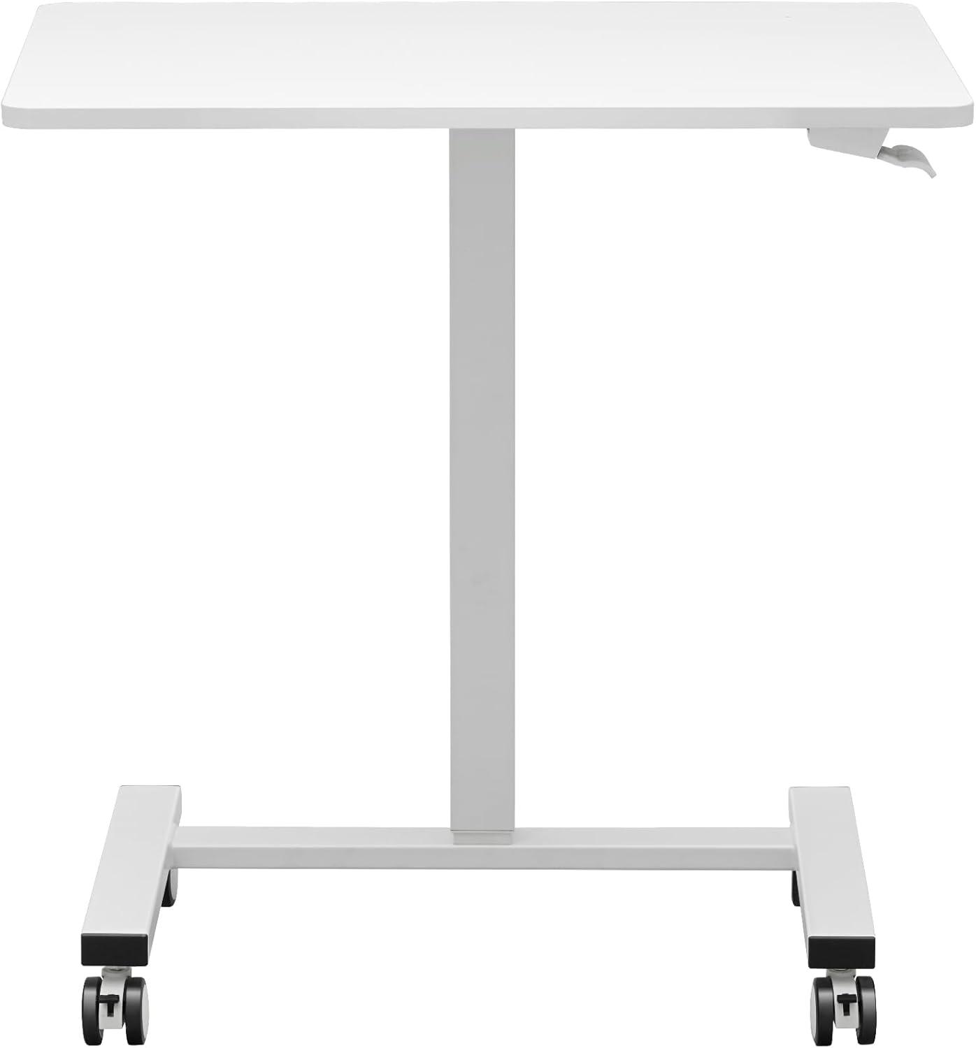 VEVOR Mobile Standing Desk Gas-Spring Height Adjustable Sit-Stand Desk 360° Swivel Wheels(2 Lockable) 28"-44"H