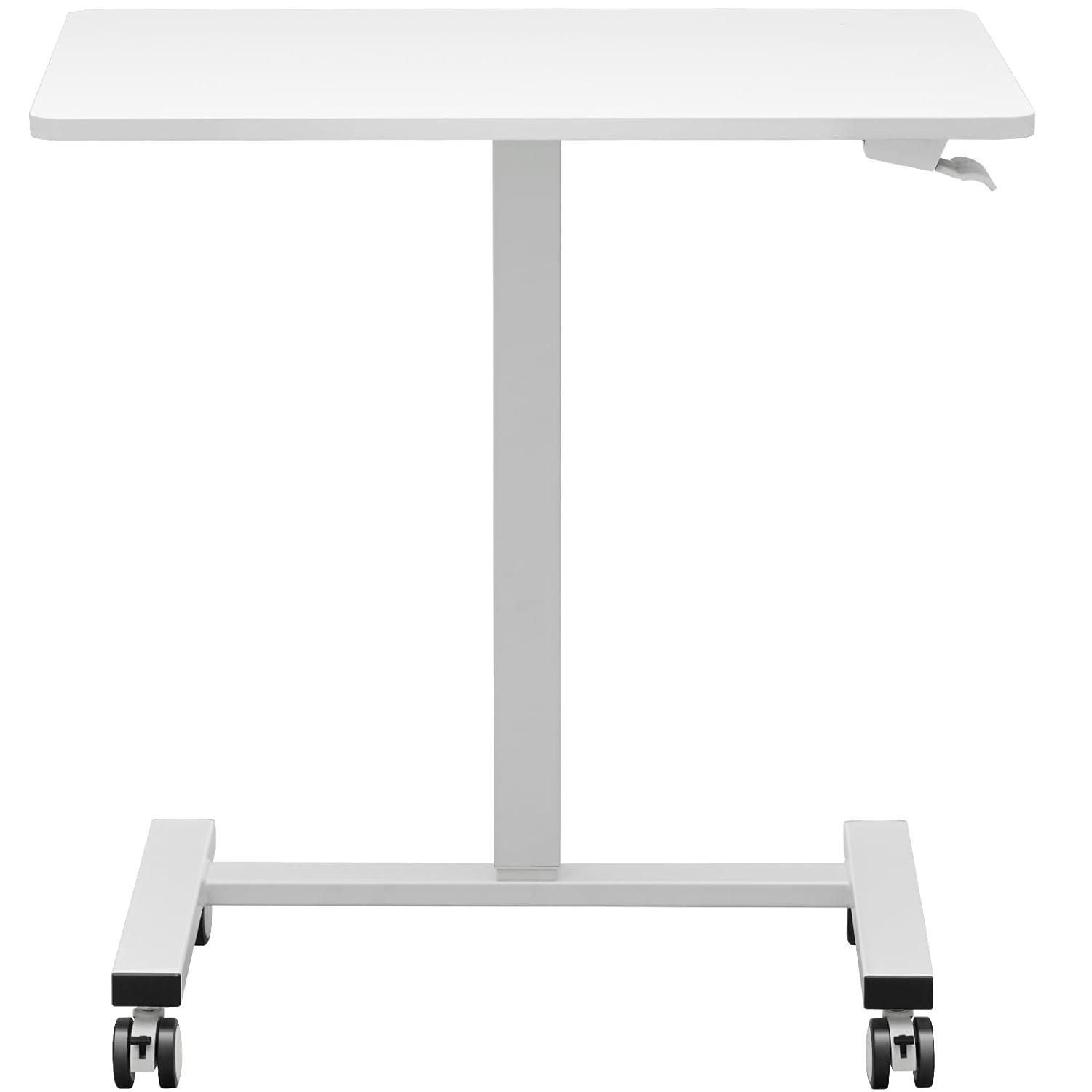 VEVOR Mobile Standing Desk Gas-Spring Height Adjustable Sit-Stand Desk 360° Swivel Wheels(2 Lockable) 28"-44"H