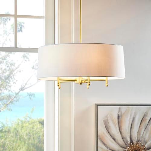 Presidio 5-Light Dimmable Chandelier with Drum-shaped Fabric Shade & Adjustable Height
