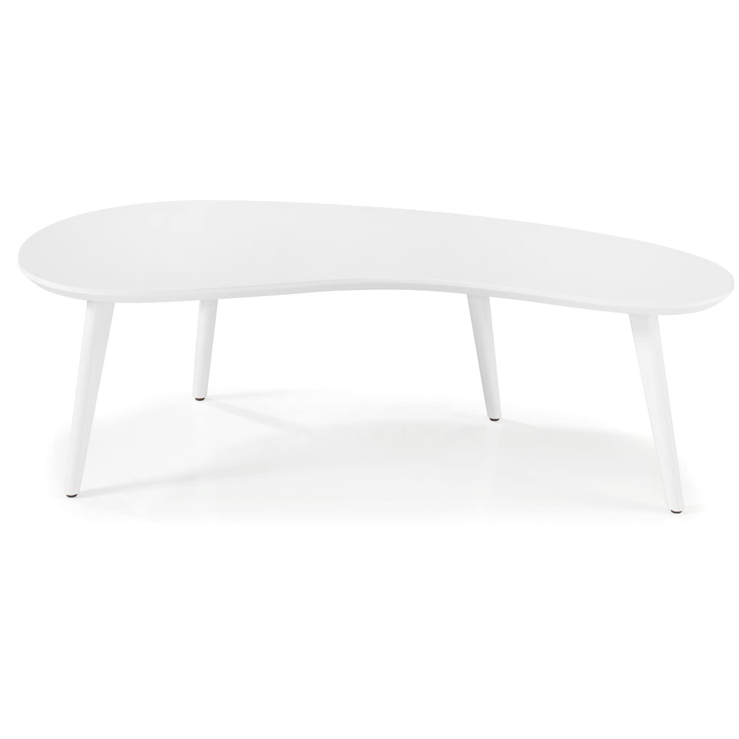 Camaflexi Mid Century Modern Coffee Table Small Tabletop Wood Coffee Desk, White
