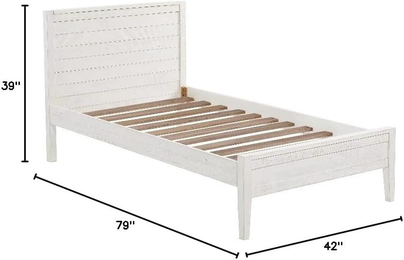 Alaterre Furniture Windsor Panel Wood Twin Bed, Driftwood White