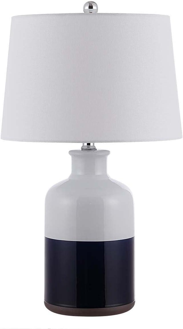 Dani Ceramic Table Lamp - White/Navy - Safavieh.