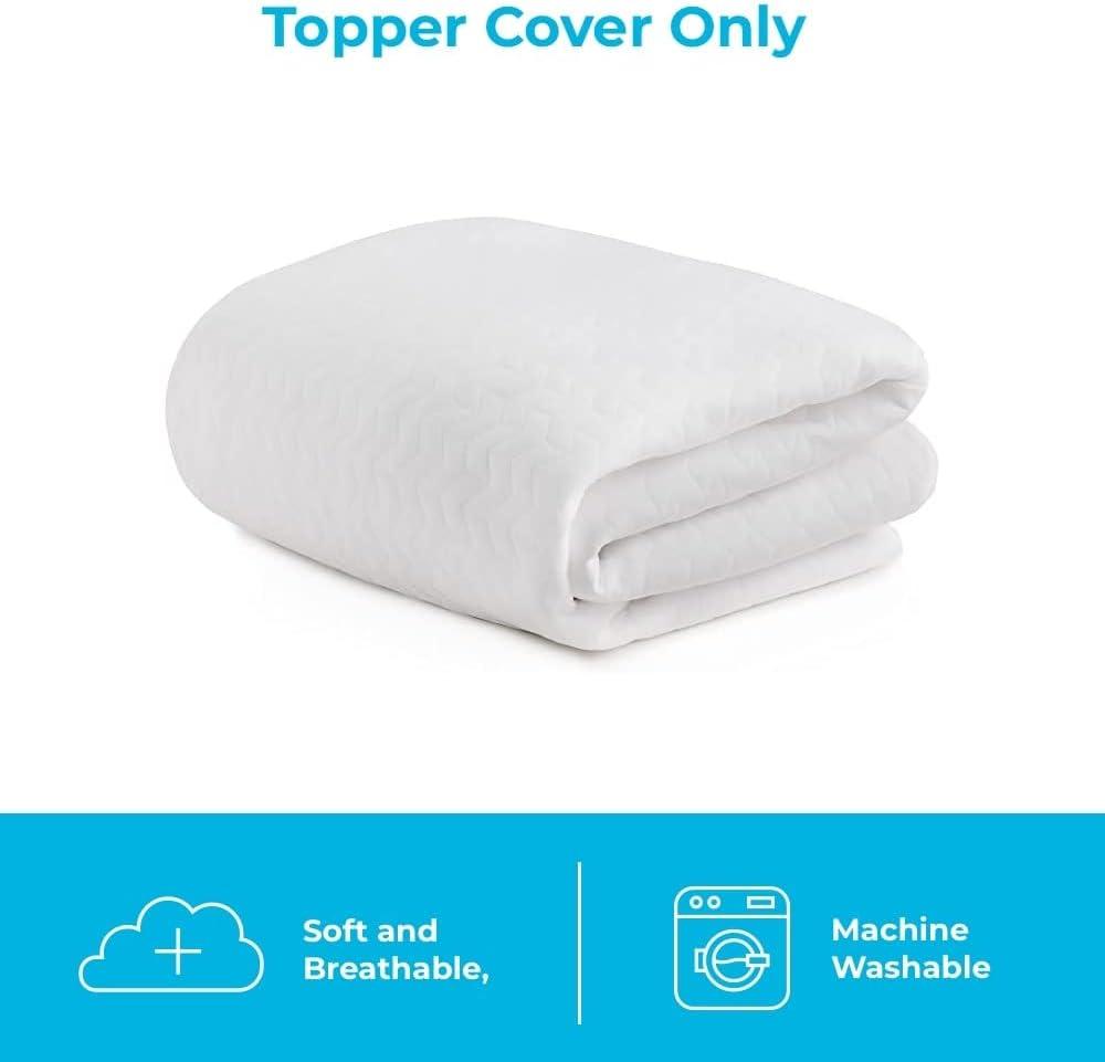 White Washable Polyester Full Mattress Topper Cover with Zipper