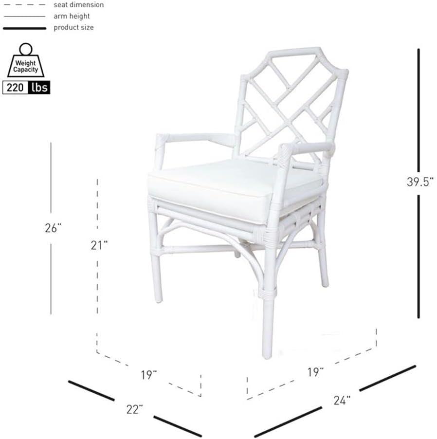 New Pacific Direct Kara Rattan Dining Side Arm Chair White