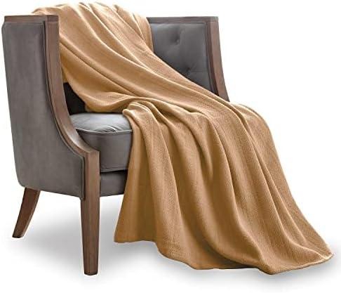 Woven Tan Cotton Twin Blanket