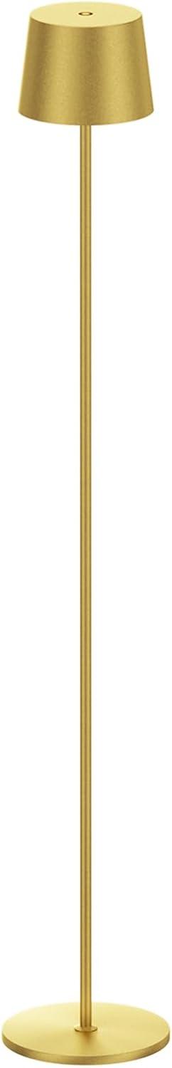 Cordless Modern Gold Standing Lamp, IP54 Waterproof, Rechargeable, Adjustable Height for Outdoor/Indoor/Patio