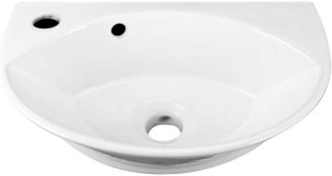 Small Wall Mount Sink White Porcelain with Overflow and Left Side Faucet Hole