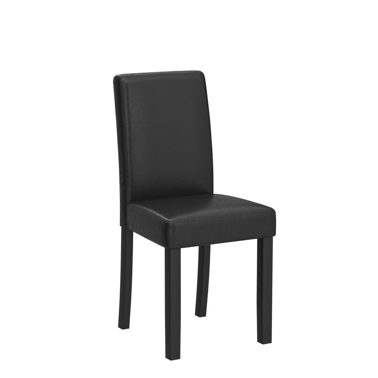 Tangkula Dining Chair Set of 4 w/ Acacia Wood Frame & Rubber Wood Legs Padded Backrest Black