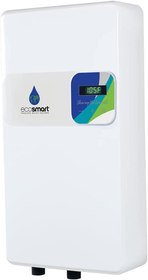 EcoSmart ECOS 18 Tankless Electric Water Heater, 18 Kw at 240 Volts, 75 Amps with Patented Self Modulating Technology