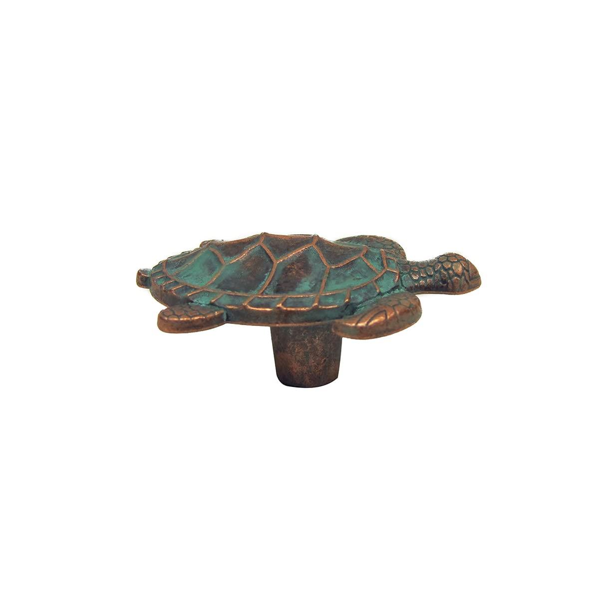 Verdigris Copper Sea Turtle Cabinet Door Dresser Drawer Pull Knob Kitchen Bathroom Nautical Hardware Ocean Decor