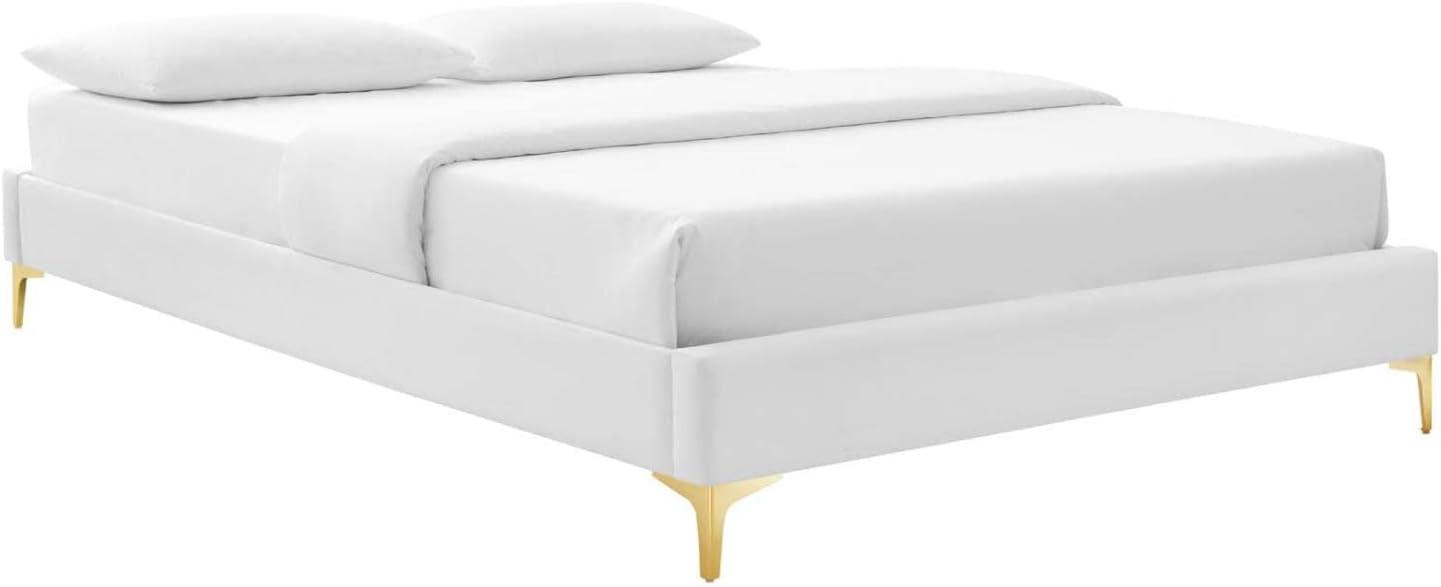 Modway Sutton King Performance Velvet Bed Frame in White