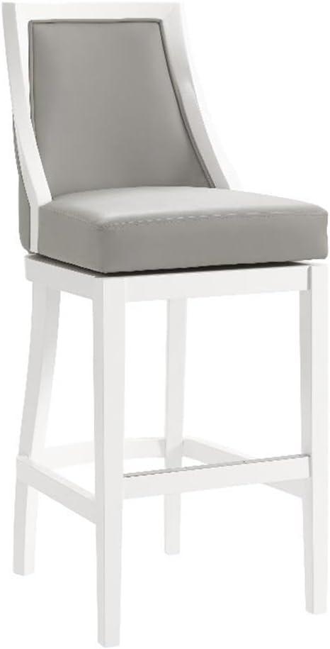 Alaterre Ellie 19" Wide Solid Rubber Wood Frame Linen Fabric Counter Height Swivel Stool With Back