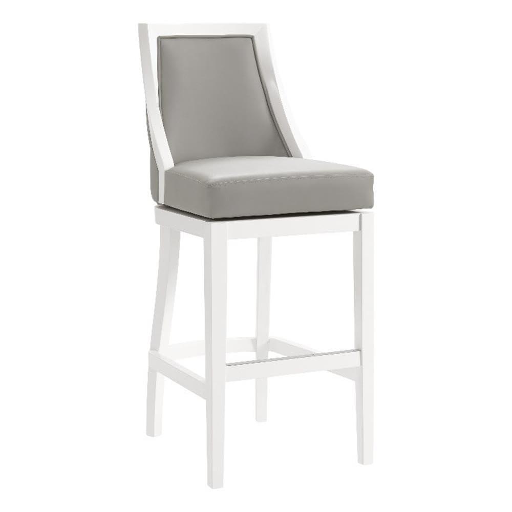 Alaterre Ellie 19" Wide Solid Rubber Wood Frame Linen Fabric Counter Height Swivel Stool With Back