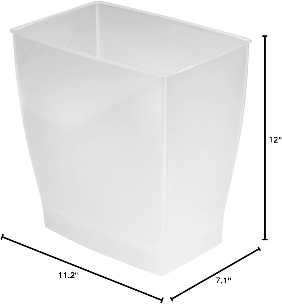 iDesign Mono Spa Rectangular Trash Can, Waste Basket, 2.5 Gallon, Frost