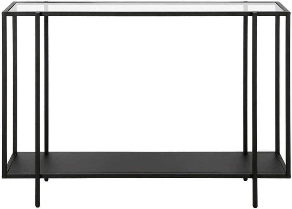 Evelyn&Zoe Vireo 42" Wide Rectangular Console Table with Metal Shelf, Blackened Bronze