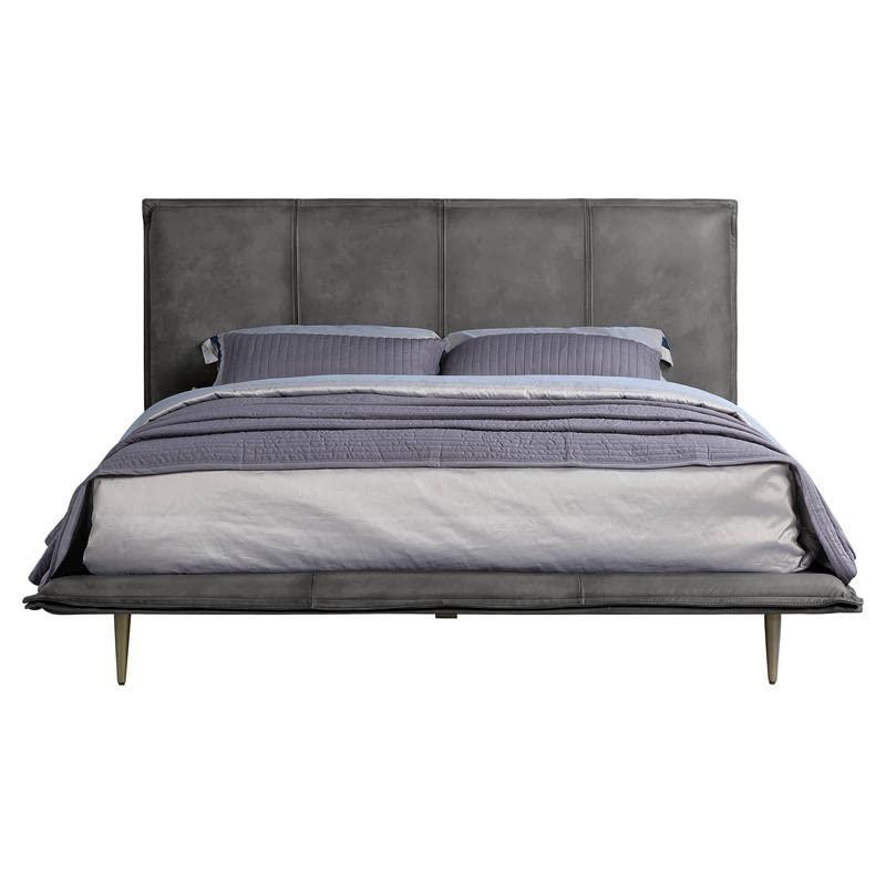 Helios Leather Upholstered Platform Bed