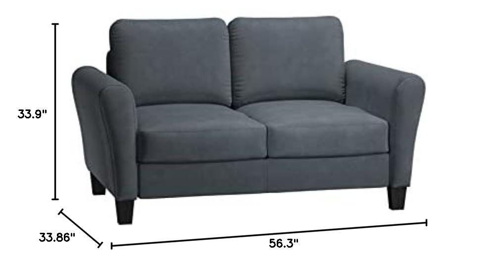 Lifestyle Solutions Alexa Loveseat with Rolled Arms, Gray Fabric