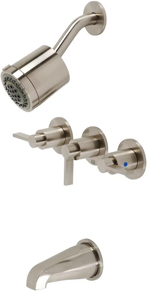 Brushed Nickel Wall Mounted Tub and Shower Faucet Set