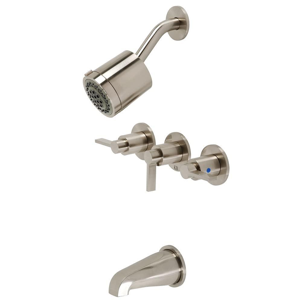 Kingston Brass NuvoFusion Triple-Handle Tub and Shower Faucet