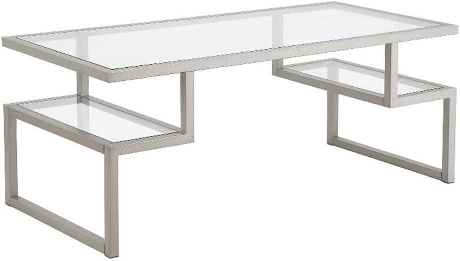 Evelyn&Zoe Zander 45" Wide Rectangular Coffee Table, Nickel