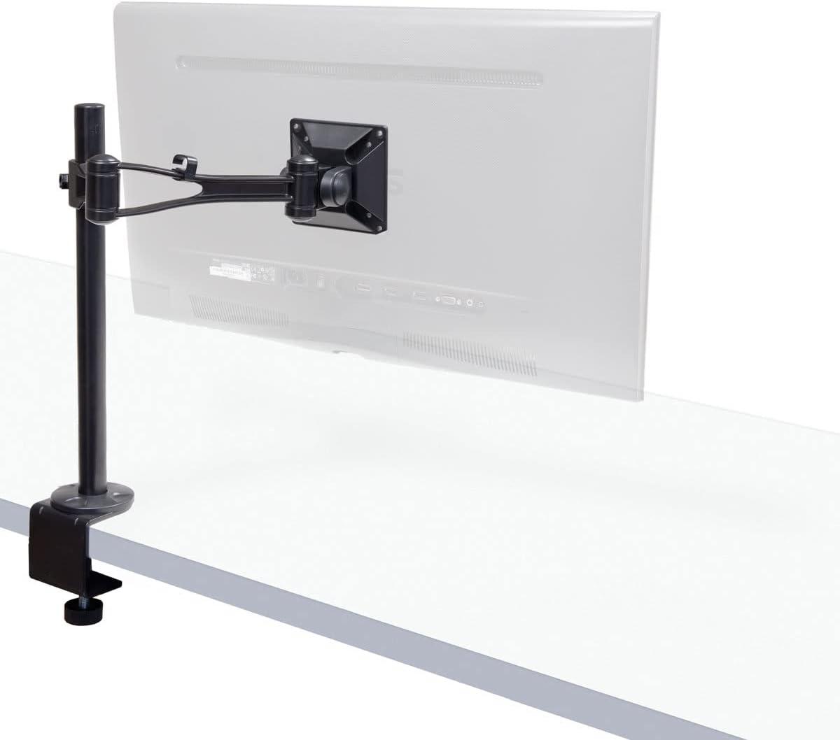 Black Aluminum Adjustable Single Monitor Stand with C Clamp