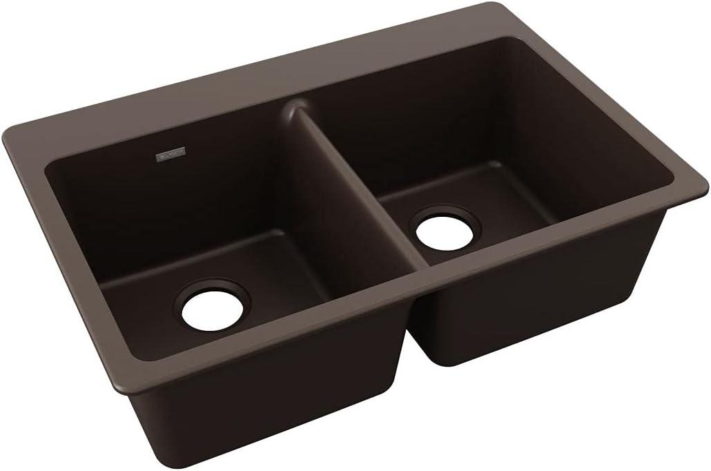 Quartz Classic 33" x 22" x 9-1/2" Double Basin Drop-in Kitchen Sink