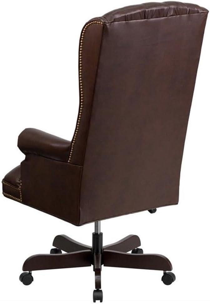 Brown Leather High Back Swivel Executive Chair