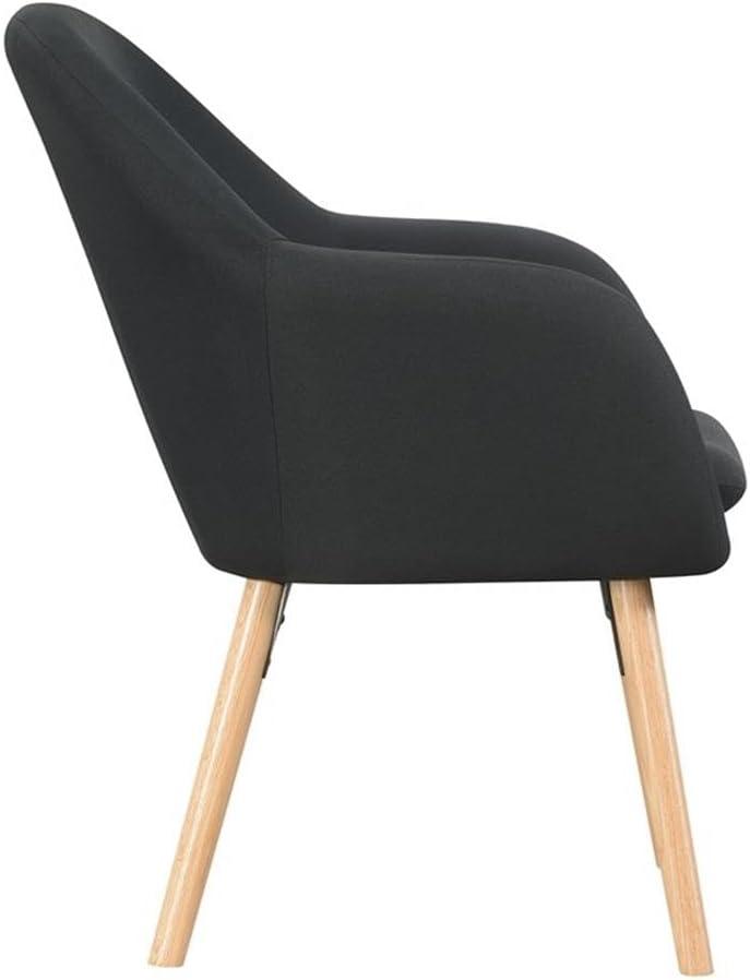 Convenience Concepts Charlotte Accent Chair in Black Linen Fabric with Wood Legs