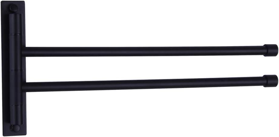 Stainless Steel Swing Out Towel Bar 2-Bar Folding Arm Swivel Hanger Bathroom Storage Organizer Rustproof Wall Mount Brushed Finish