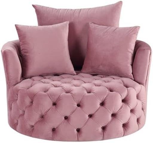 Acme Zunyas Accent Chair with Swivel in Pink Velvet