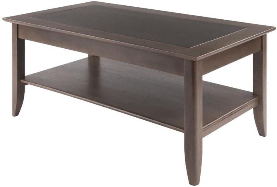 Santino Coffee Table Oyster Gray - Winsome: Wooden Rectangle Design, Fixed Shelf, MDF & Veneer, Living Room Furniture