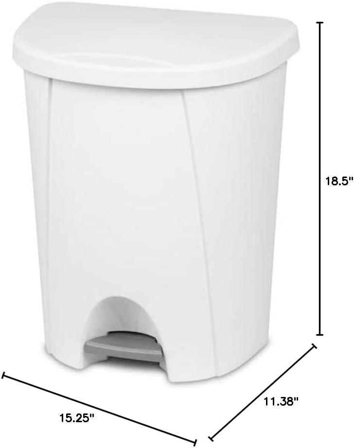 Sterilite 10948004 6.6 Gallon/25 Liter Portable Home StepOn Wastebasket, White