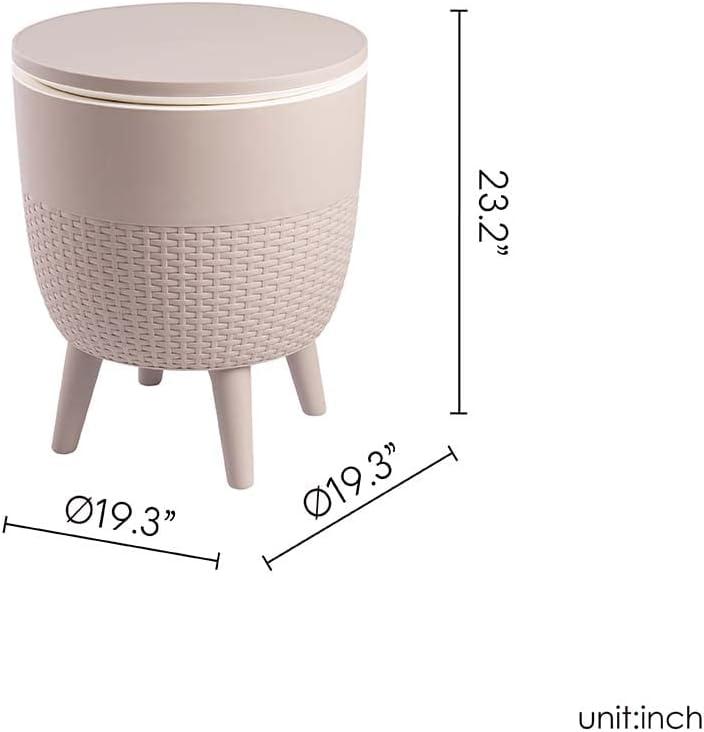 Lagoon Cancun 2-In-1 Outdoor Side Table Gold: Adjustable Height, Resin Cooler Patio Table, Water-Resistant