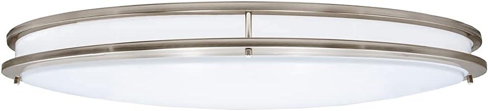 Elegant 32" Satin Nickel Oval LED Ceiling Light, Dimmable & Color Selectable