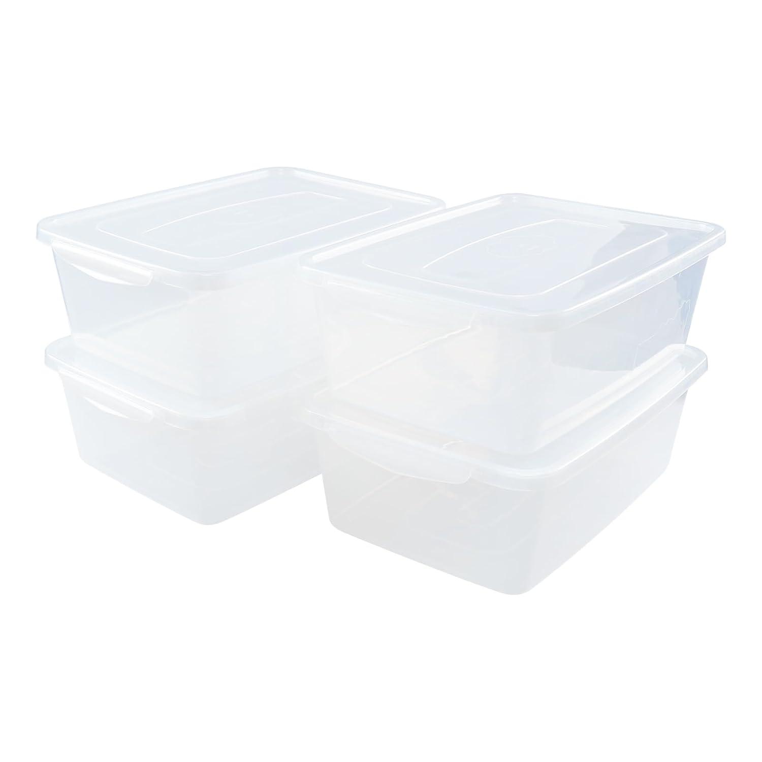 4-Pack 14 L Clear Dough Proofing Box, Food Pizza Storage Container