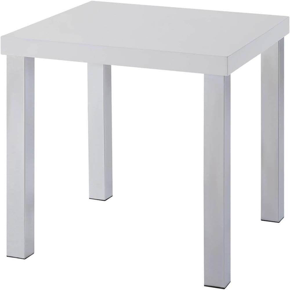 22" Harta Accent Table White High Gloss/Chrome - Acme Furniture: Modern Glamour, No Assembly Required