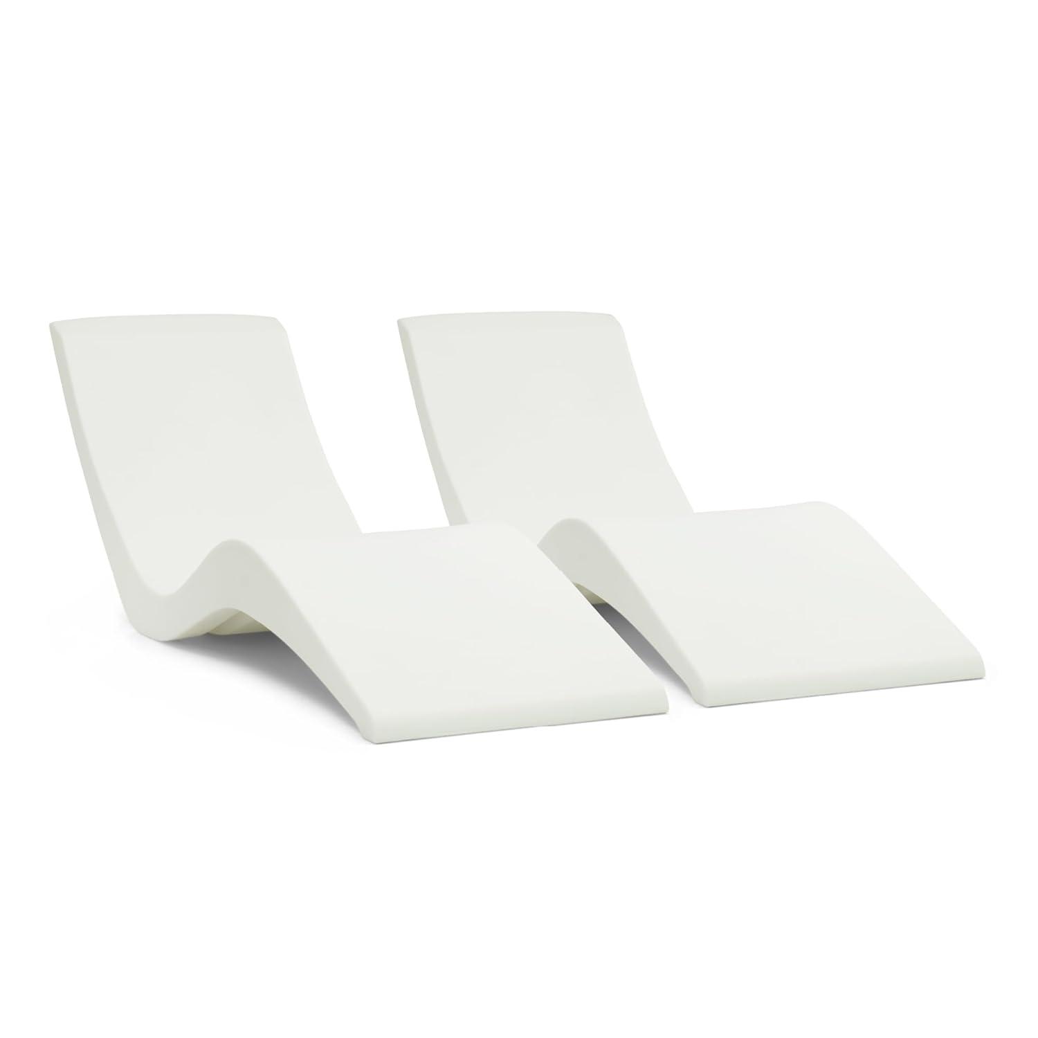 Classic White UV-Resistant Resin In-Pool Chaise Lounger Set
