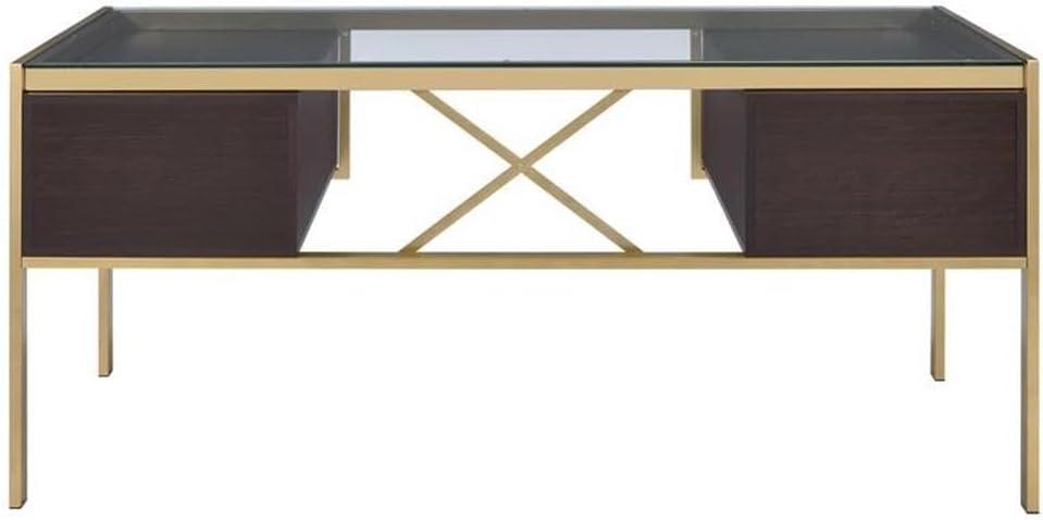 Everly Quinn Solid Wood Top Metal Base Writing Desk