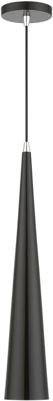 Livex Lighting Andes 1 - Light Pendant in  Shiny Black/Polished Chrome