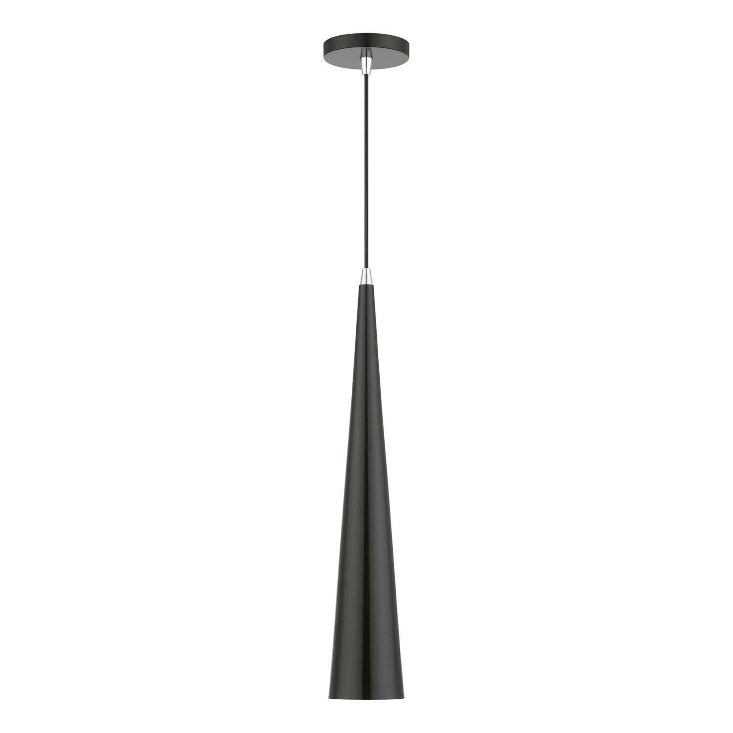 Livex Lighting Andes 1 - Light Pendant in  Shiny Black/Polished Chrome