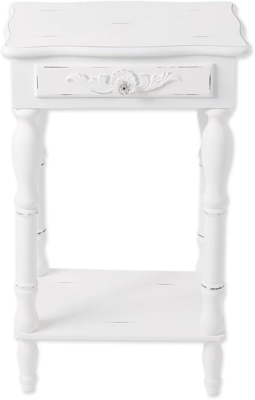 Koehler Home Decor Accent Distressed White Wooden Telephone Table With Drawer