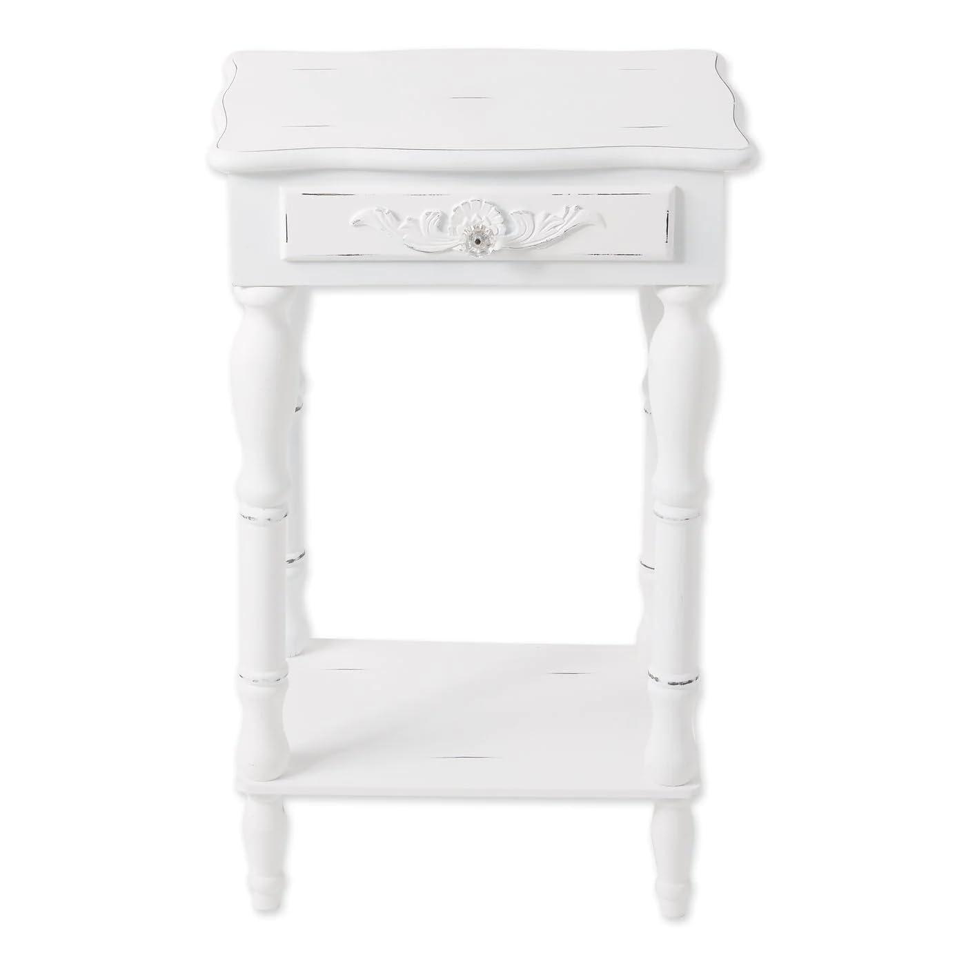 CintBllTer 34353 Carved White Side Table, Multicolor