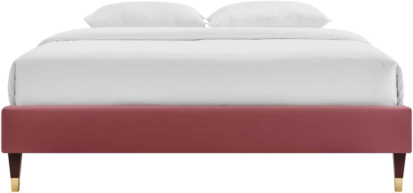 Modway Harlow Full Performance Velvet Platform Bed Frame in Dusty Rose